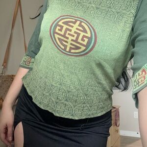 Green Patterned Women's Top